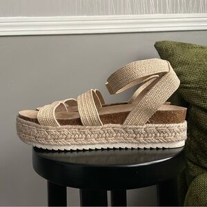 Esprit Womens Gigi Tan Ankle Strap Espadrille Flatform Sandals Shoes